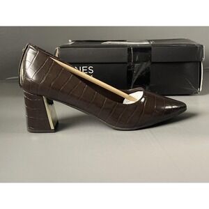 Jones New York Shoes Womens Size 8 Dark Brown Croco Jny-Canal Block Heels Pumps